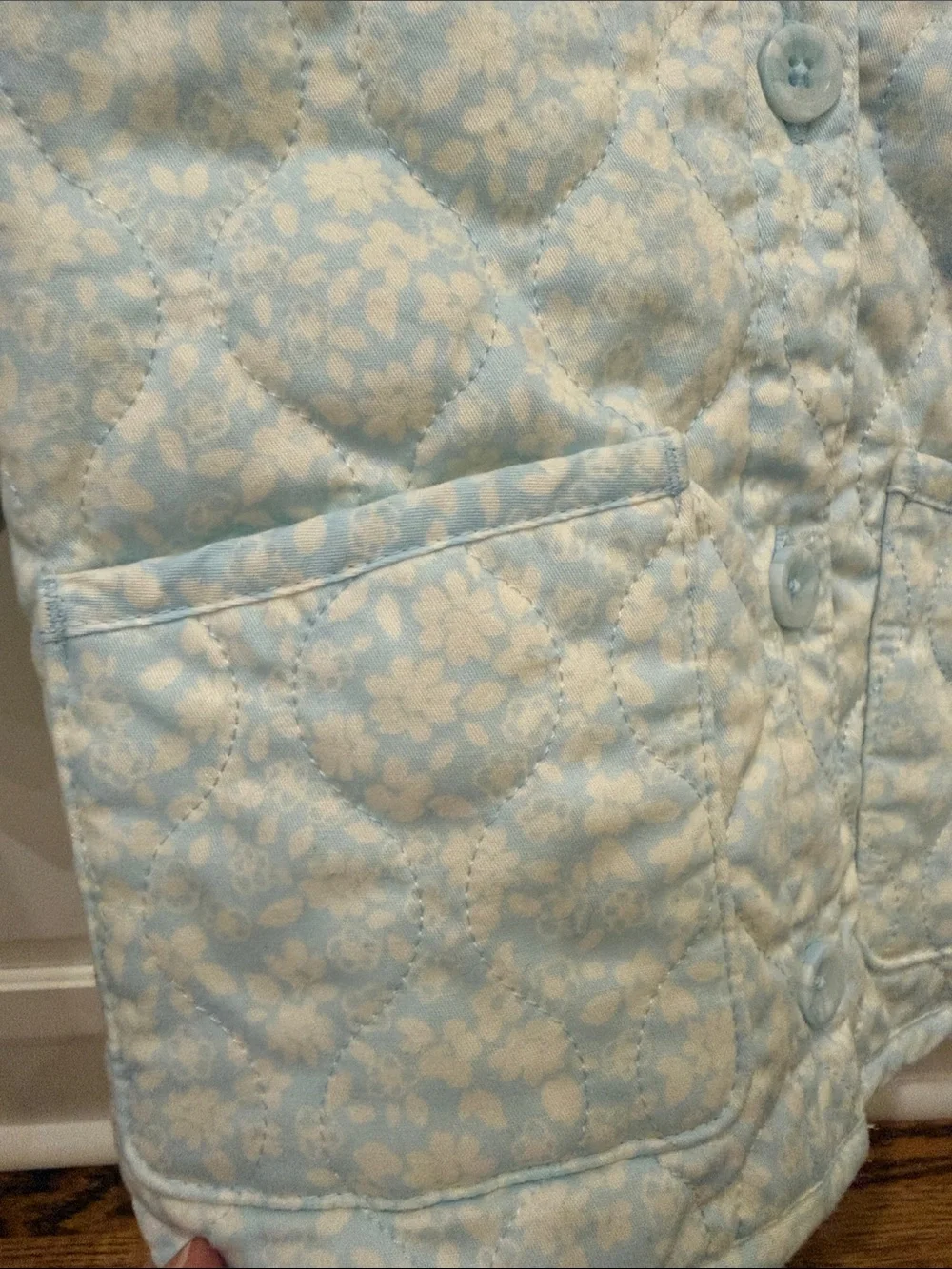 Cat & Jack Quilted Pale Blue Floral Puffer Jacket